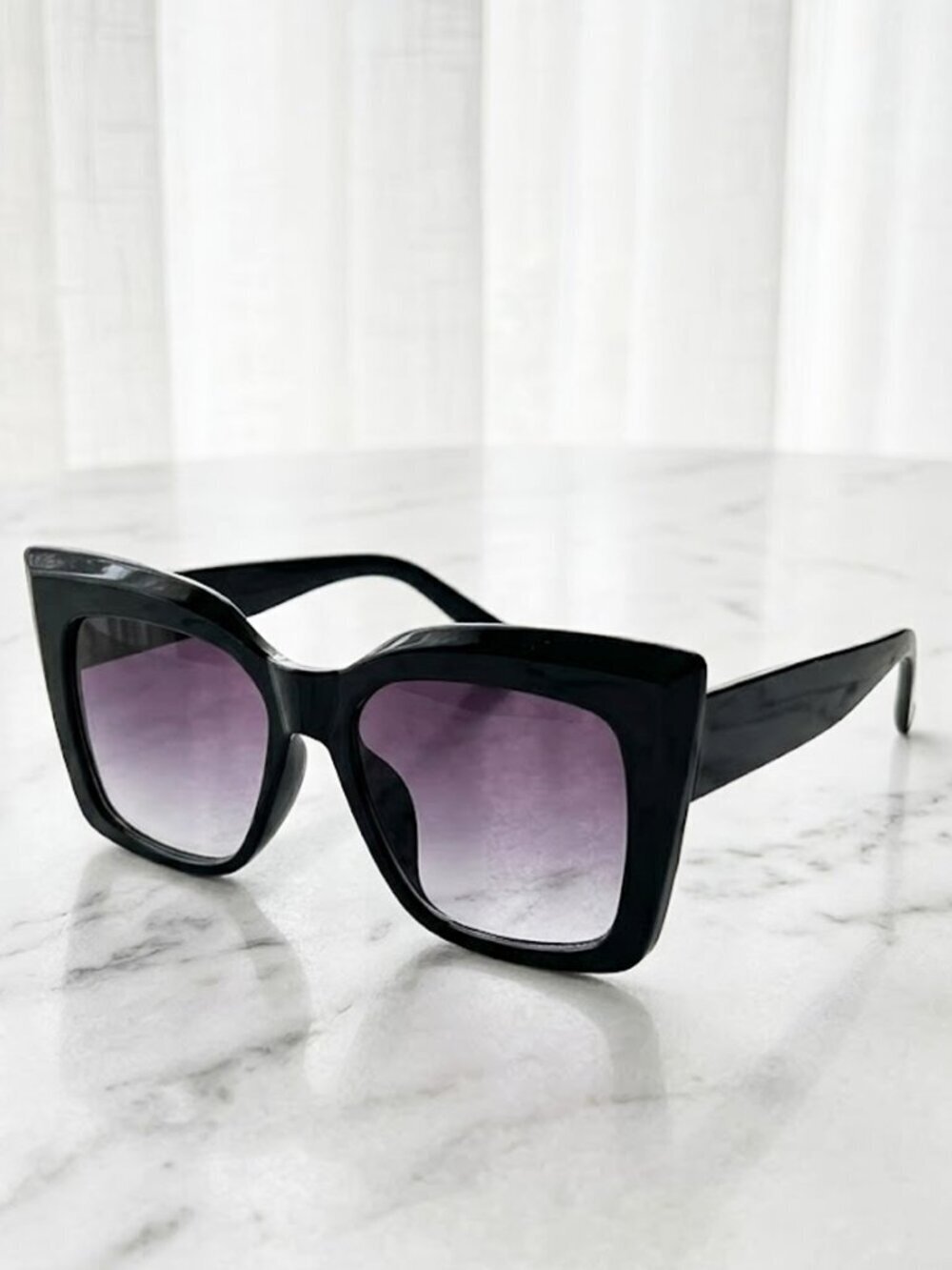 Female Stylish Plastic Irregular Black Purple Sunglasses